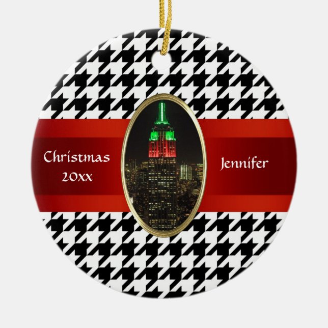 NYC Skyline: Emp St Building Xmas #5 Ceramic Ornament (Front)