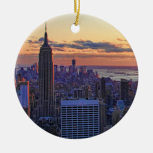 NYC Skyline: ESB, Bank of America, 4 Times Sq 001 Ceramic Ornament