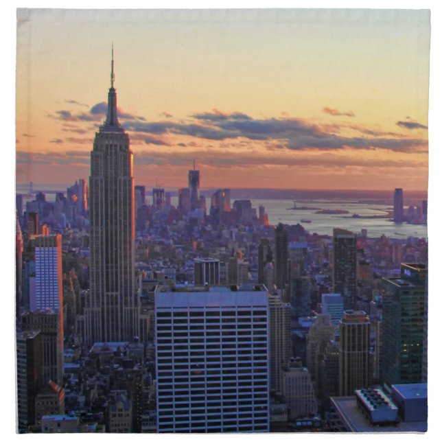 NYC Skyline: ESB, Bank of America, 4 Times Sq 001 Cloth Napkin (Front)