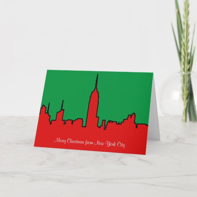 NYC Skyline: ESB Christmas Silhouette Holiday Card (Front)