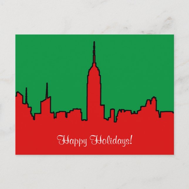 NYC Skyline: ESB Christmas Silhouette Holiday Postcard (Front)