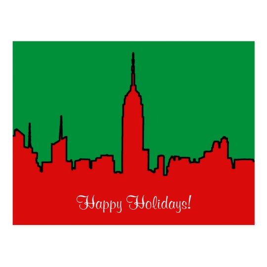 NYC Skyline: ESB Christmas Silhouette Postcard