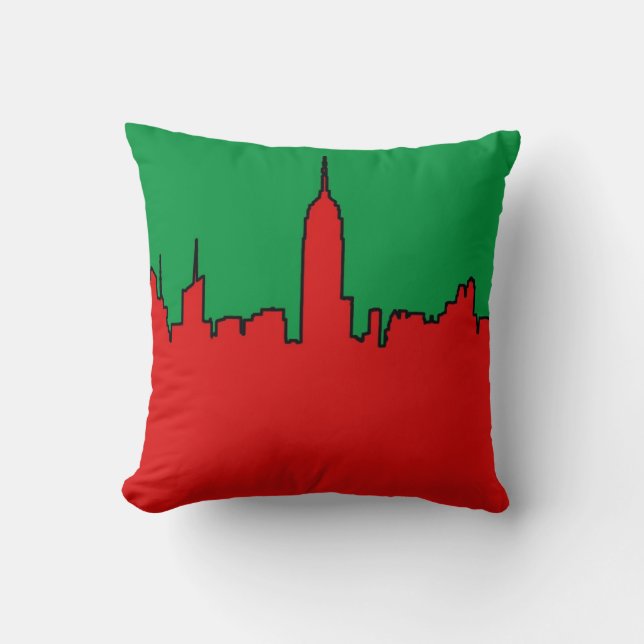 NYC Skyline: ESB Christmas Silhouette Throw Pillow (Front)