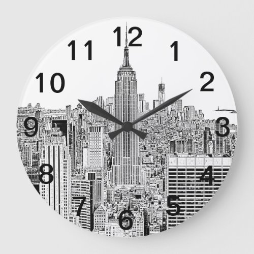 NYC Skyline _ ESB Etched look Large Clock