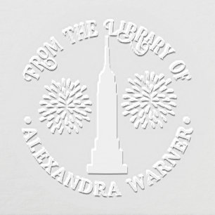 NYC Skyline ESB Silhouette Fireworks Library Book Embosser