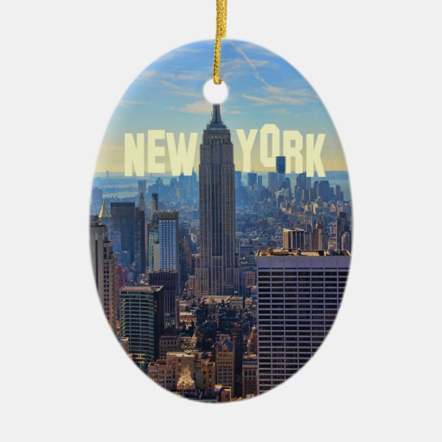 NYC Skyline ESB, World Trade 2C Ceramic Ornament (Front)