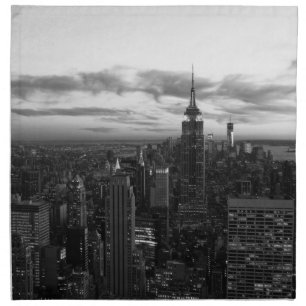 NYC Skyline, ESB WTC at Sunset BW Napkin