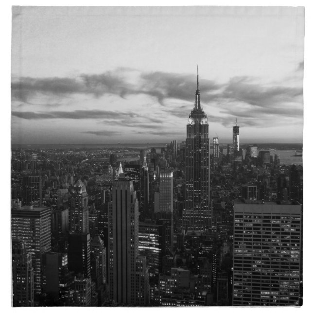 NYC Skyline, ESB WTC at Sunset BW Napkin (Front)