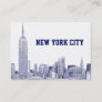 NYC Skyline Etched 01 Blue Business Card