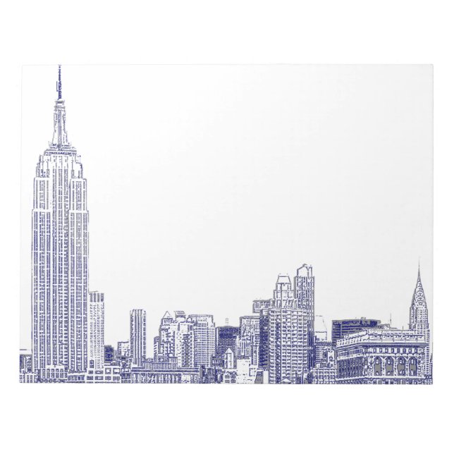 NYC Skyline Etched 01 Blue Notepad (Front)