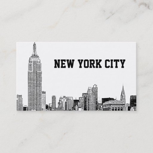 Customizable NYC Skyline Etched 01 Business Card