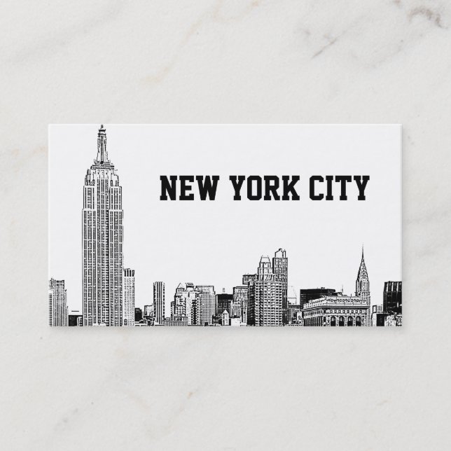 NYC Skyline Etched 01 Business Card (Front)