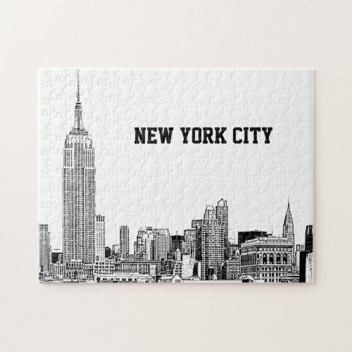 NYC Skyline Etched 01 Jigsaw Puzzle