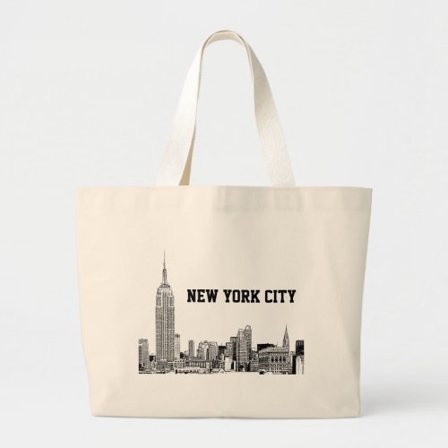 NYC Skyline Etched 01 Large Tote Bag