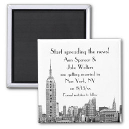 NYC Skyline Etched 01 Save the Date Magnet
