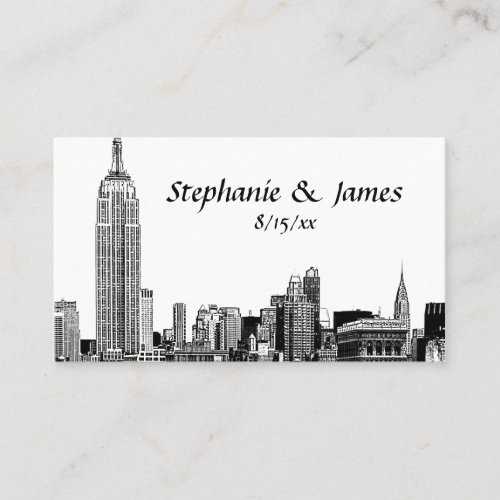NYC Skyline Etched 01B Escort Cards Business Cards