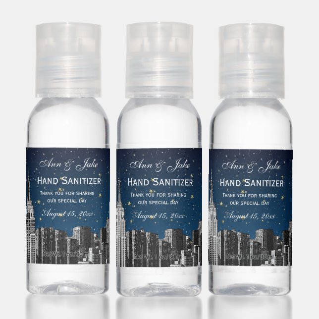 NYC Skyline Etched #2 Starry Blue Gradient Hand Sanitizer (Set)