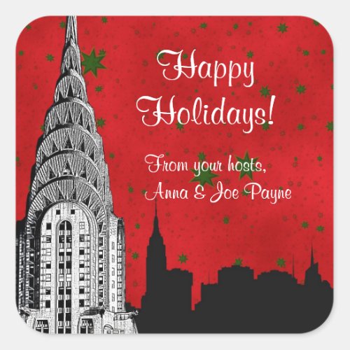 NYC Skyline Etched Chrysler Christmas Holiday Tag