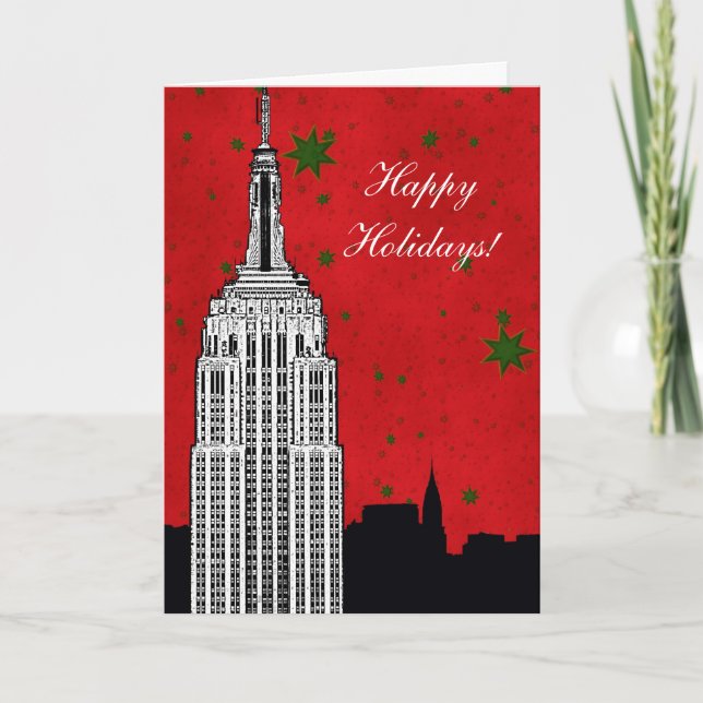 NYC Skyline Etched ESB 2 Christmas Holiday (Front)