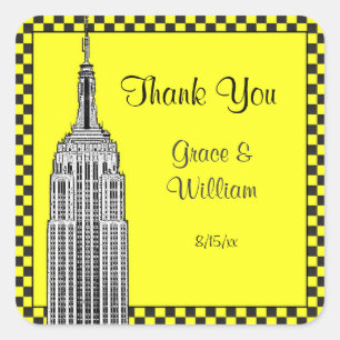NYC Skyline Etched ESB Checker Favor Tag Thank You