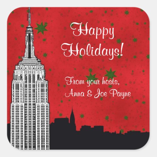 NYC Skyline Etched ESB Christmas Holiday Favor Tag