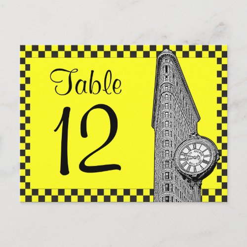 NYC Skyline Etched Flatiron Chkr Taxi Table Number