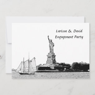 NYC Skyline Etched St of Liberty Engagement Party Invitation