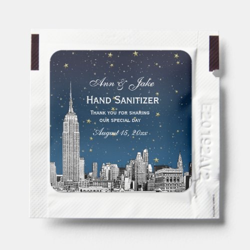 NYC Skyline Etched Starry Blue Gradient BG Hand Sanitizer Packet