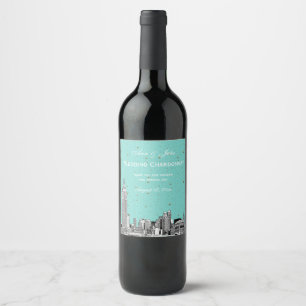 NYC Skyline Etched Starry DIY BG Color Wine Label