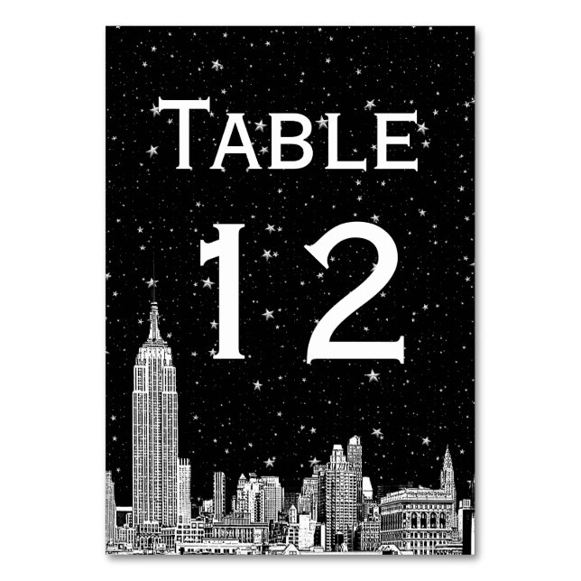 NYC Skyline Etched Starry DIY BG Table Number (Back)