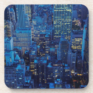 NYC Skyline, high angle view at dusk Beverage Coaster