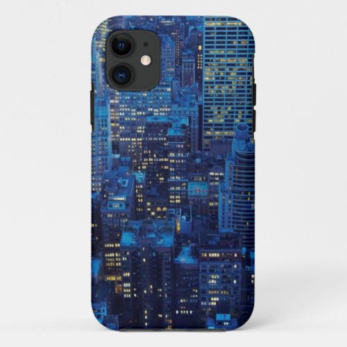 NYC Skyline high angle view at dusk iPhone 11 Case