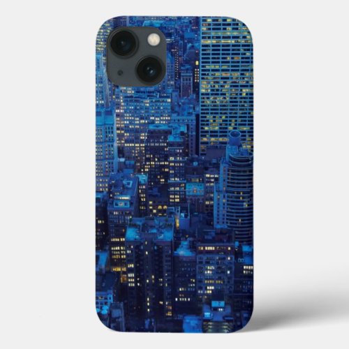 NYC Skyline high angle view at dusk iPhone 13 Case