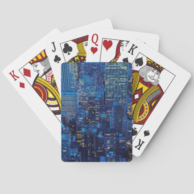 NYC Skyline, high angle view at dusk Poker Cards (Back)