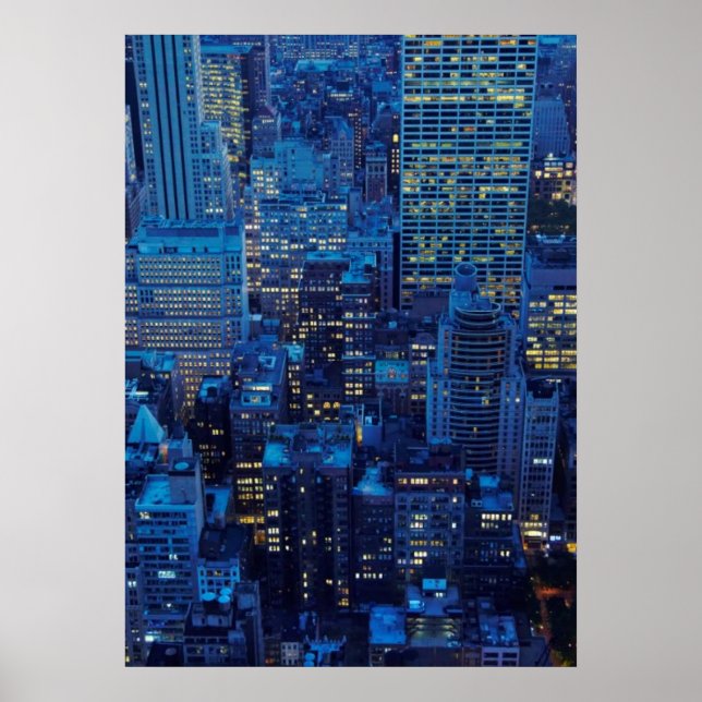 NYC Skyline, high angle view at dusk Poster (Front)