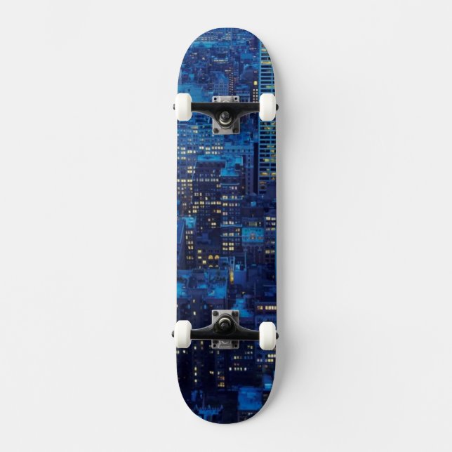 NYC Skyline, high angle view at dusk Skateboard (Front)