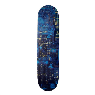 NYC Skyline, high angle view at dusk Skateboard