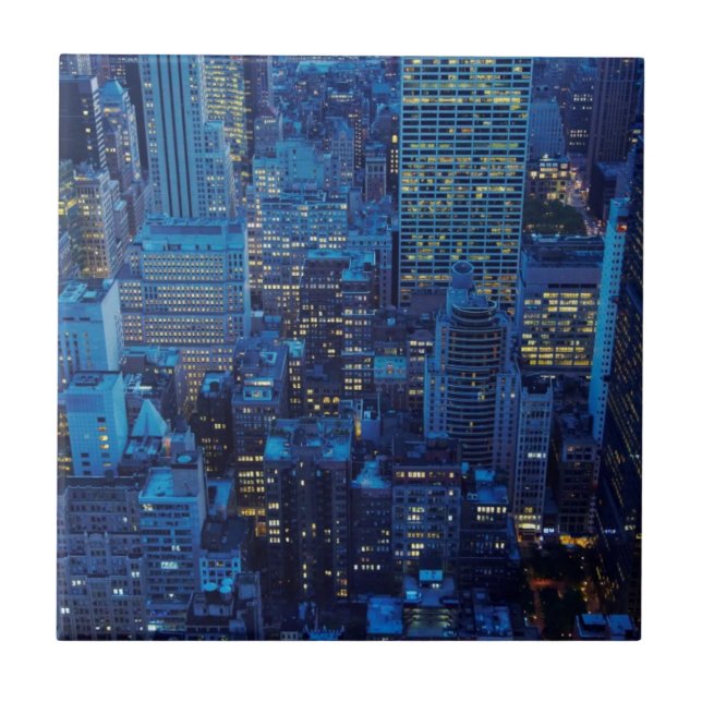 NYC Skyline, high angle view at dusk Tile (Front)