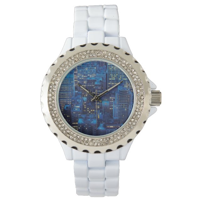 NYC Skyline, high angle view at dusk Watch (Front)