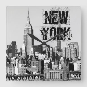 NYC Skyline II Square Wall Clock