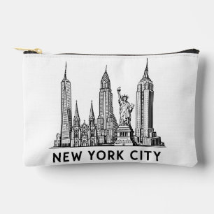 NYC Skyline Illustration with Statue of Liberty Accessory Pouch