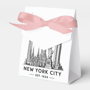NYC Skyline Illustration with Statue of Liberty Favor Boxes