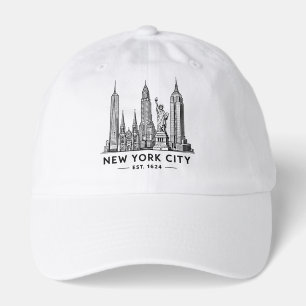 NYC Skyline Illustration with Statue of Liberty Hat