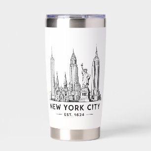 NYC Skyline Illustration with Statue of Liberty Insulated Tumbler