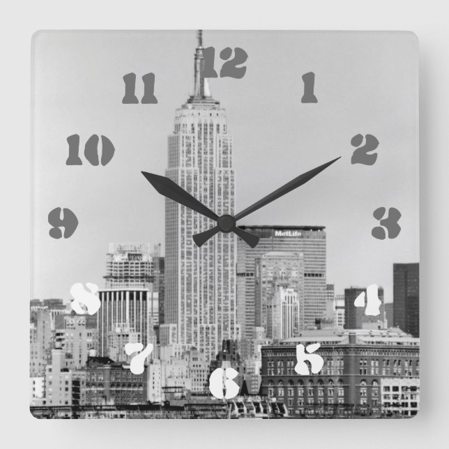 NYC Skyline IV Square Wall Clock (Front)