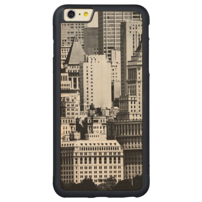 NYC Skyline IX Carved Wood iPhone Case (Back)
