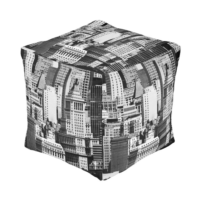 NYC Skyline IX Pouf (Angled Front)