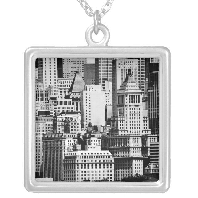 NYC Skyline IX Silver Plated Necklace (Front)