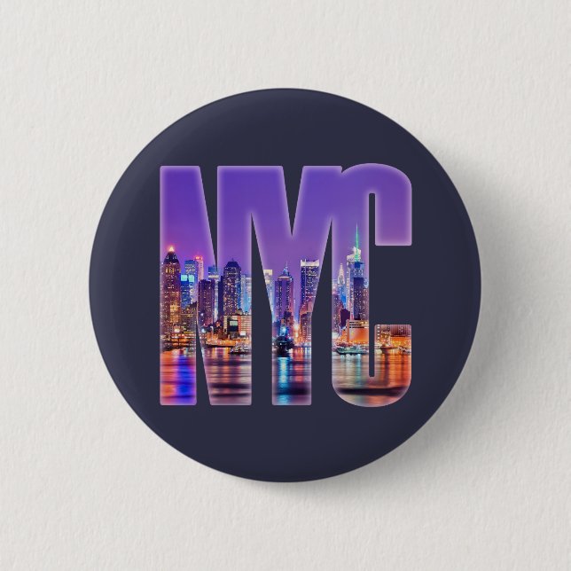 NYC Skyline (Light) Pinback Button (Front)