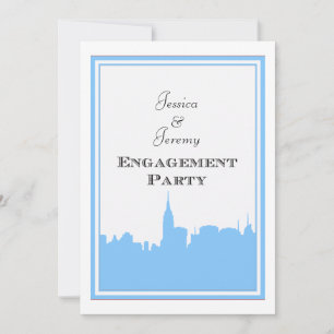 NYC Skyline Lt Blue Silhouette #2 DIY Engagement Invitation
